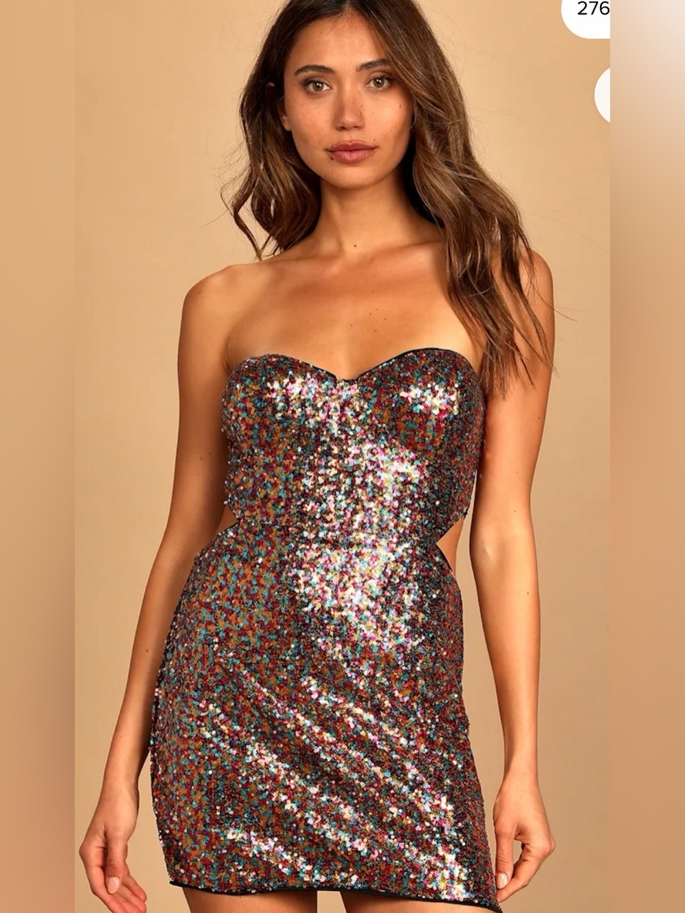 Lulus Magical Night Rainbow Sequin Cutout Bodycon Mini Dress Small